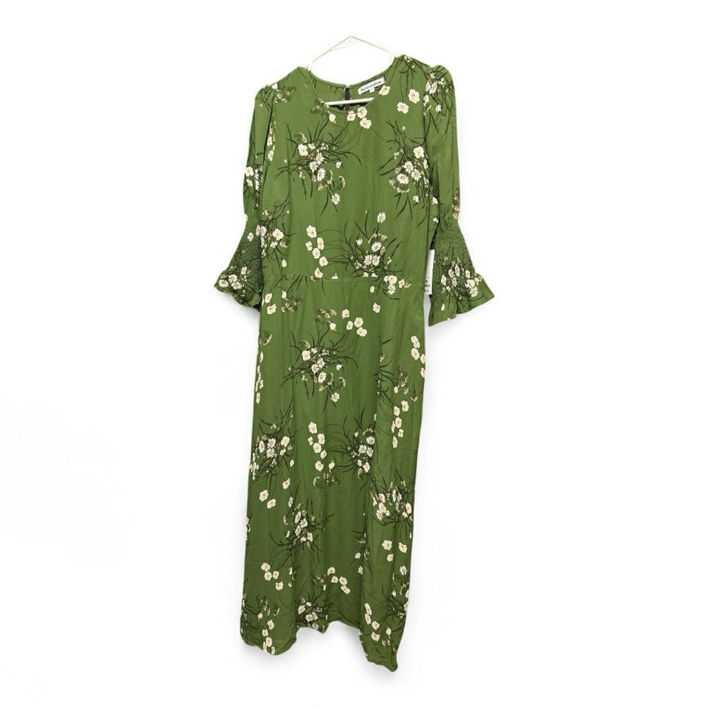 Reformation Lomita Olive Floral Long Sleeve Dress NWT - Picture 2 of 8